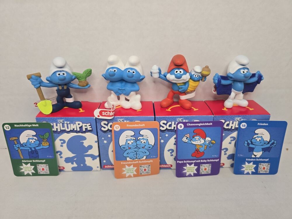 4x Rare McDonald's Happy Meal Smurfs (2022) Schleich Smurf - New MIB